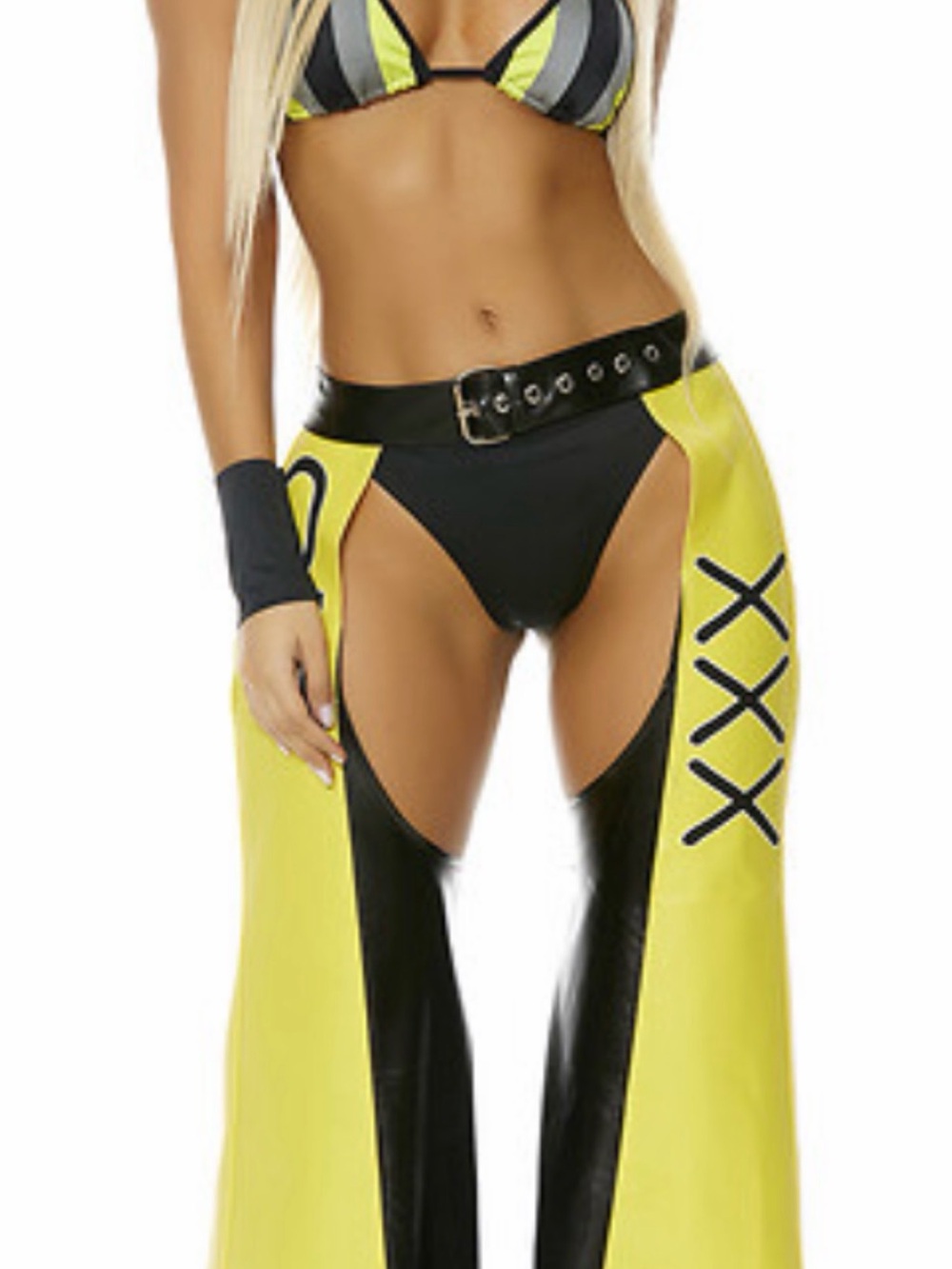 Forplay Yellow and Black Wide-Leg Cut-Out Chaps
